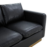 Modern style upholstered black leather sofa with gold frame by Leisure Mod additional picture 4