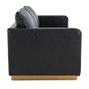 Modern style upholstered black leather sofa with gold frame by Leisure Mod additional picture 5