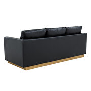 Modern style upholstered black leather sofa with gold frame by Leisure Mod additional picture 6