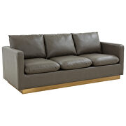 Modern style upholstered gray leather sofa with gold frame by Leisure Mod additional picture 2