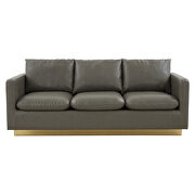 Modern style upholstered gray leather sofa with gold frame by Leisure Mod additional picture 3