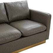 Modern style upholstered gray leather sofa with gold frame by Leisure Mod additional picture 4
