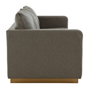 Modern style upholstered gray leather sofa with gold frame by Leisure Mod additional picture 5