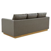 Modern style upholstered gray leather sofa with gold frame by Leisure Mod additional picture 6
