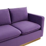 Modern style upholstered purple velvet sofa with gold frame by Leisure Mod additional picture 4