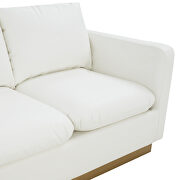 Modern style upholstered white leather sofa with gold frame by Leisure Mod additional picture 4