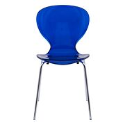 Transparent blue high-quality plastic seat and sturdy chrome base dining chair/ set of 2 by Leisure Mod additional picture 3