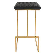 Charcoal black quilted stitched leather bar stools with gold metal frame by Leisure Mod additional picture 2