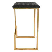 Charcoal black quilted stitched leather bar stools with gold metal frame by Leisure Mod additional picture 3