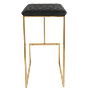 Charcoal black quilted stitched leather bar stools with gold metal frame by Leisure Mod additional picture 4