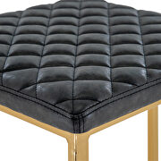 Charcoal black quilted stitched leather bar stools with gold metal frame by Leisure Mod additional picture 5