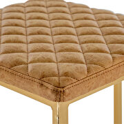 Light brown quilted stitched leather bar stools with gold metal frame by Leisure Mod additional picture 5