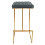 Peacock blue quilted stitched leather bar stools with gold metal frame by Leisure Mod additional picture 2