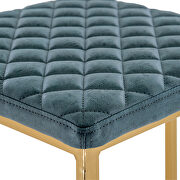 Peacock blue quilted stitched leather bar stools with gold metal frame by Leisure Mod additional picture 5