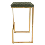 Olive green quilted stitched leather bar stools with gold metal frame by Leisure Mod additional picture 3