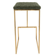Olive green quilted stitched leather bar stools with gold metal frame by Leisure Mod additional picture 4