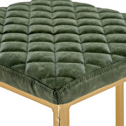 Olive green quilted stitched leather bar stools with gold metal frame by Leisure Mod additional picture 5