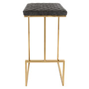 Gray quilted stitched leather bar stools with gold metal frame by Leisure Mod additional picture 2