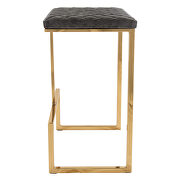 Gray quilted stitched leather bar stools with gold metal frame by Leisure Mod additional picture 3