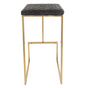 Gray quilted stitched leather bar stools with gold metal frame by Leisure Mod additional picture 4