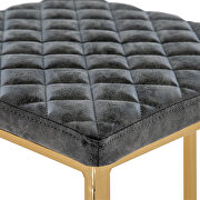 Gray quilted stitched leather bar stools with gold metal frame by Leisure Mod additional picture 5