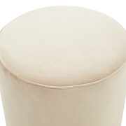 Beige sumptuous velvet upholstery modern round ottoman by Leisure Mod additional picture 3