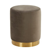 Dark gray sumptuous velvet upholstery modern round ottoman by Leisure Mod additional picture 2