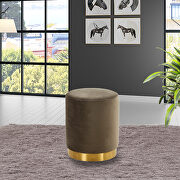 Dark gray sumptuous velvet upholstery modern round ottoman by Leisure Mod additional picture 3