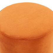Orange marmalade sumptuous velvet upholstery modern round ottoman by Leisure Mod additional picture 3