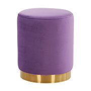 Purple sumptuous velvet upholstery modern round ottoman by Leisure Mod additional picture 2