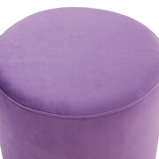 Purple sumptuous velvet upholstery modern round ottoman by Leisure Mod additional picture 3