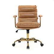 Saddle brown modern executive leather office chair by Leisure Mod additional picture 2