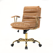 Saddle brown modern executive leather office chair by Leisure Mod additional picture 6