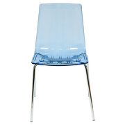 Transparent blue sturdy plastic material and mirror-like legs dining chair/ set of 2 by Leisure Mod additional picture 2