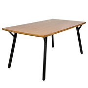 Modern rectangular wood dining table with metal y-shaped joint legs by Leisure Mod additional picture 3