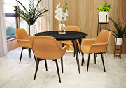 Ebony round wooden top modern dining table by Leisure Mod additional picture 2