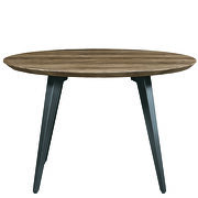 Dark brown round wooden top modern dining table by Leisure Mod additional picture 2