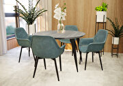 Sunbleached gray modern round wood dining table with metal legs by Leisure Mod additional picture 2