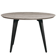 Sunbleached gray modern round wood dining table with metal legs by Leisure Mod additional picture 3