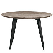 Weathered oak round wooden top modern dining table by Leisure Mod additional picture 3