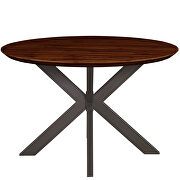 Dark walnut round wooden top and metal base dining table by Leisure Mod additional picture 2
