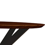 Dark walnut round wooden top and metal base dining table by Leisure Mod additional picture 4
