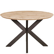 Maple round wooden top and metal base dining table by Leisure Mod additional picture 2