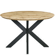 Natural wood round wooden top and metal base dining table by Leisure Mod additional picture 2