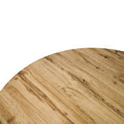 Natural wood round wooden top and metal base dining table by Leisure Mod additional picture 3