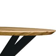 Natural wood round wooden top and metal base dining table by Leisure Mod additional picture 4
