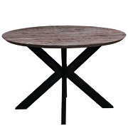 Rustic gray round wooden top and metal base dining table by Leisure Mod additional picture 2