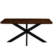 Dark walnut rectangular wooden top and metal base dining table by Leisure Mod additional picture 2