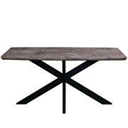 Rustic gray rectangular wooden top and metal base dining table by Leisure Mod additional picture 2
