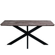 Rustic gray rectangular wooden top and metal base dining table additional photo 2 of 5